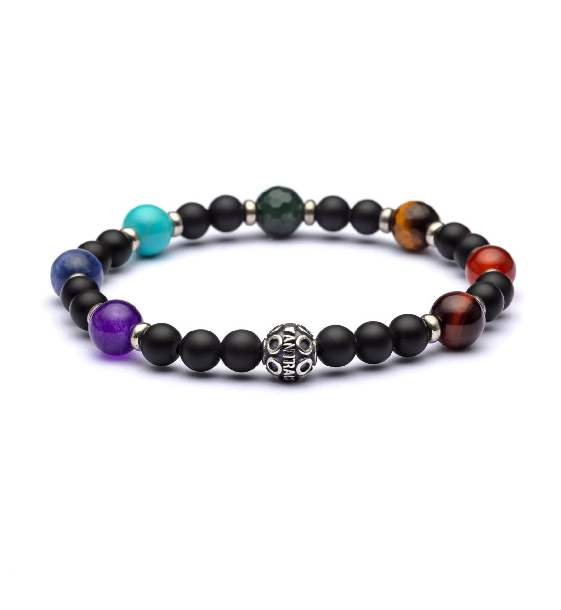Bracciale Unisex  Antracite Con Pietre Colorate Chakra